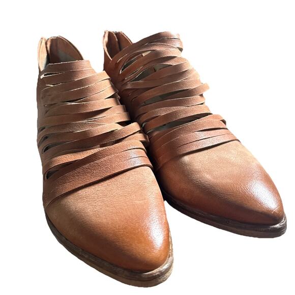 Free People Lost Valley Ankle Boot Natural Brown - Size 38 (US 7.5) - Picture 1 of 8